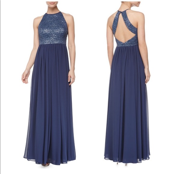Vera Wang Lace Halter Oprn Back Dress - Picture 4 of 4